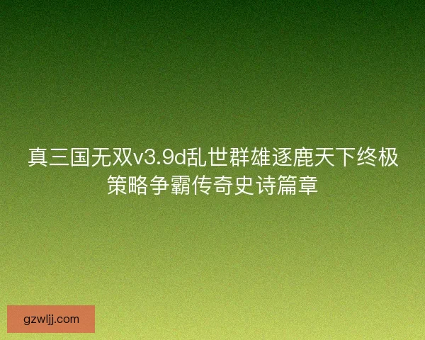 真三国无双v3.9d乱世群雄逐鹿天下终极策略争霸传奇史诗篇章