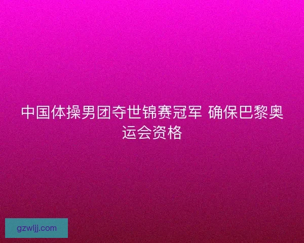 中国体操男团夺世锦赛冠军 确保巴黎奥运会资格