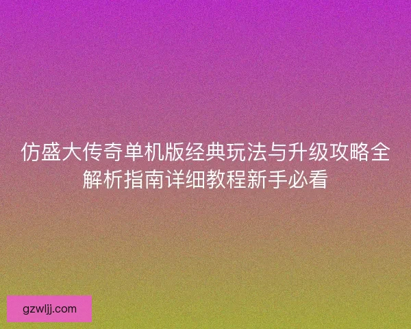 仿盛大传奇单机版经典玩法与升级攻略全解析指南详细教程新手必看