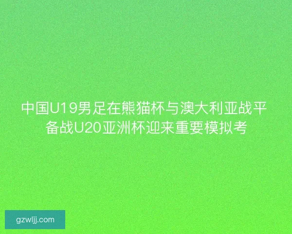 中国U19男足在熊猫杯与澳大利亚战平 备战U20亚洲杯迎来重要模拟考